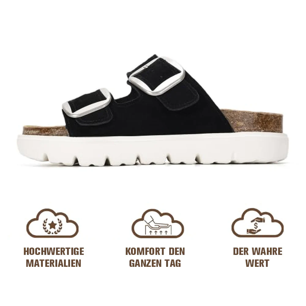 💖 Damen-Plateausandalen aus 100 % echtem Leder – Keilabsatz & klobige Pantoletten für Damen 2026 mit Memory-Foam-Innensohle und Korkfußbett (GreeceChunky) - Image 11