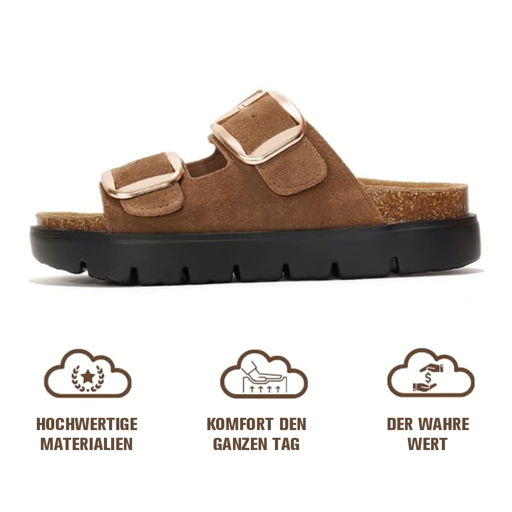 💖 Damen-Plateausandalen aus 100 % echtem Leder – Keilabsatz & klobige Pantoletten für Damen 2026 mit Memory-Foam-Innensohle und Korkfußbett (GreeceChunky) - Image 14