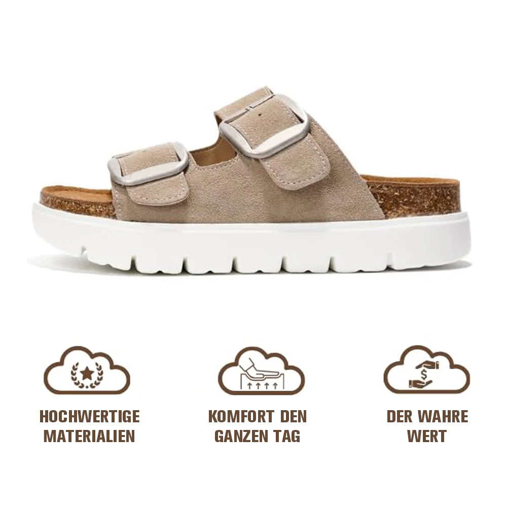 💖 Damen-Plateausandalen aus 100 % echtem Leder – Keilabsatz & klobige Pantoletten für Damen 2026 mit Memory-Foam-Innensohle und Korkfußbett (GreeceChunky) - Image 17