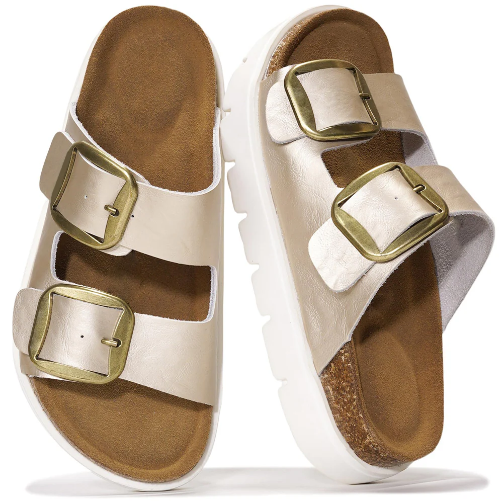 💖 Damen-Plateausandalen aus 100 % echtem Leder – Keilabsatz & klobige Pantoletten für Damen 2026 mit Memory-Foam-Innensohle und Korkfußbett (GreeceChunky) - Image 2