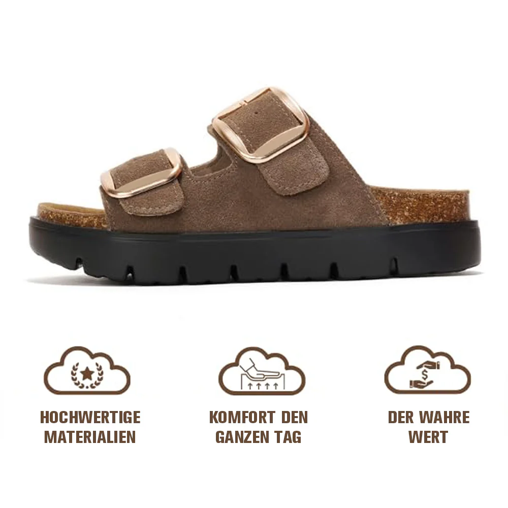 💖 Damen-Plateausandalen aus 100 % echtem Leder – Keilabsatz & klobige Pantoletten für Damen 2026 mit Memory-Foam-Innensohle und Korkfußbett (GreeceChunky) - Image 26