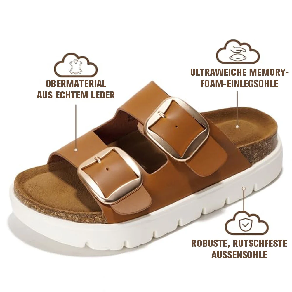 💖 Damen-Plateausandalen aus 100 % echtem Leder – Keilabsatz & klobige Pantoletten für Damen 2026 mit Memory-Foam-Innensohle und Korkfußbett (GreeceChunky) - Image 28