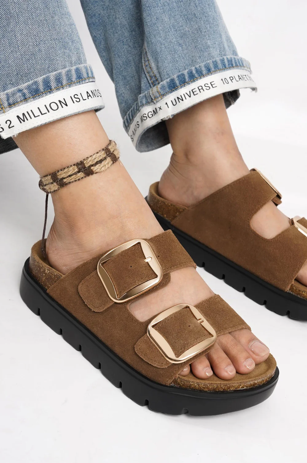 💖 Damen-Plateausandalen aus 100 % echtem Leder – Keilabsatz & klobige Pantoletten für Damen 2026 mit Memory-Foam-Innensohle und Korkfußbett (GreeceChunky) - Image 3