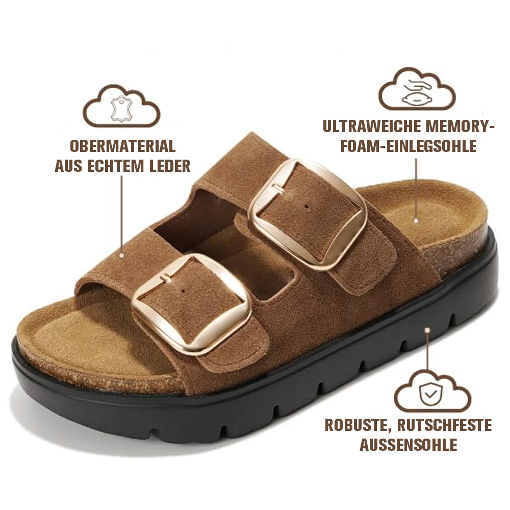 💖 Damen-Plateausandalen aus 100 % echtem Leder – Keilabsatz & klobige Pantoletten für Damen 2026 mit Memory-Foam-Innensohle und Korkfußbett (GreeceChunky) - Image 31