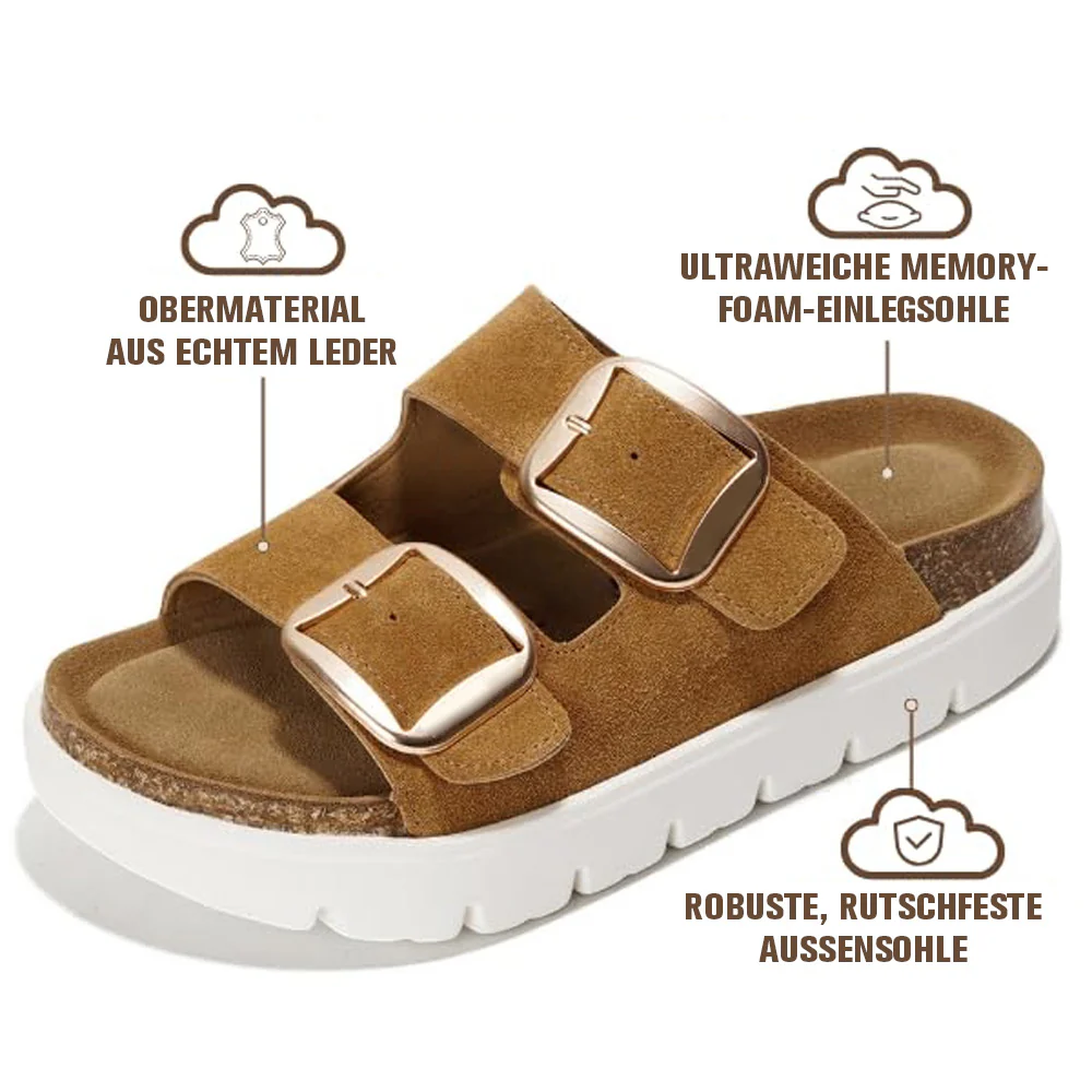 💖 Damen-Plateausandalen aus 100 % echtem Leder – Keilabsatz & klobige Pantoletten für Damen 2026 mit Memory-Foam-Innensohle und Korkfußbett (GreeceChunky) - Image 34