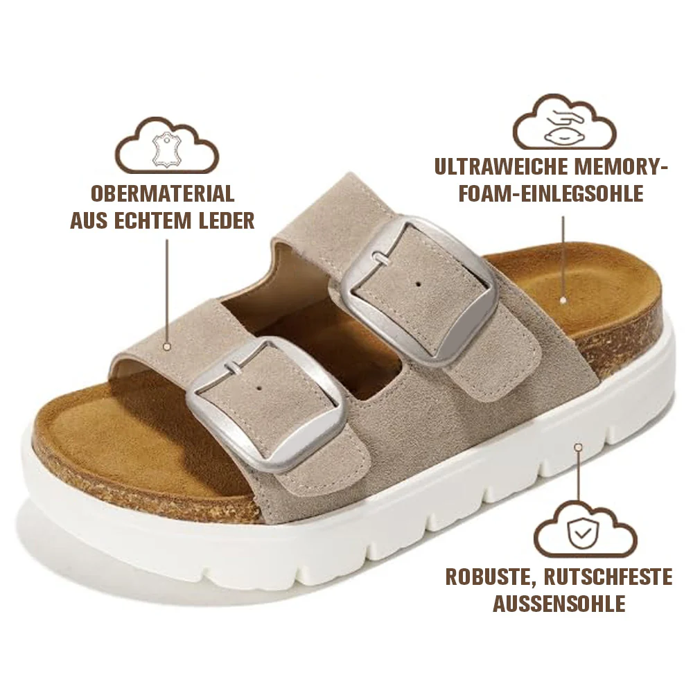 💖 Damen-Plateausandalen aus 100 % echtem Leder – Keilabsatz & klobige Pantoletten für Damen 2026 mit Memory-Foam-Innensohle und Korkfußbett (GreeceChunky) - Image 35