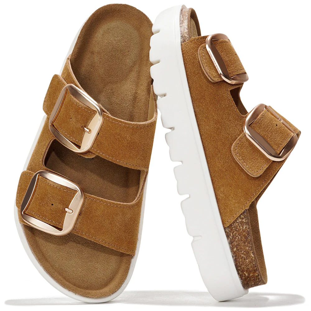 💖 Damen-Plateausandalen aus 100 % echtem Leder – Keilabsatz & klobige Pantoletten für Damen 2026 mit Memory-Foam-Innensohle und Korkfußbett (GreeceChunky) - Image 46