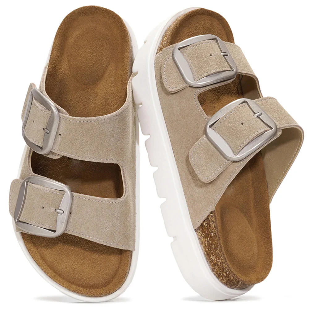💖 Damen-Plateausandalen aus 100 % echtem Leder – Keilabsatz & klobige Pantoletten für Damen 2026 mit Memory-Foam-Innensohle und Korkfußbett (GreeceChunky) - Image 47