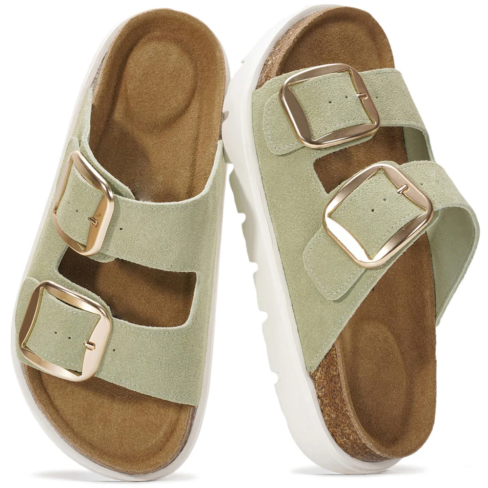 💖 Damen-Plateausandalen aus 100 % echtem Leder – Keilabsatz & klobige Pantoletten für Damen 2026 mit Memory-Foam-Innensohle und Korkfußbett (GreeceChunky) - Image 5