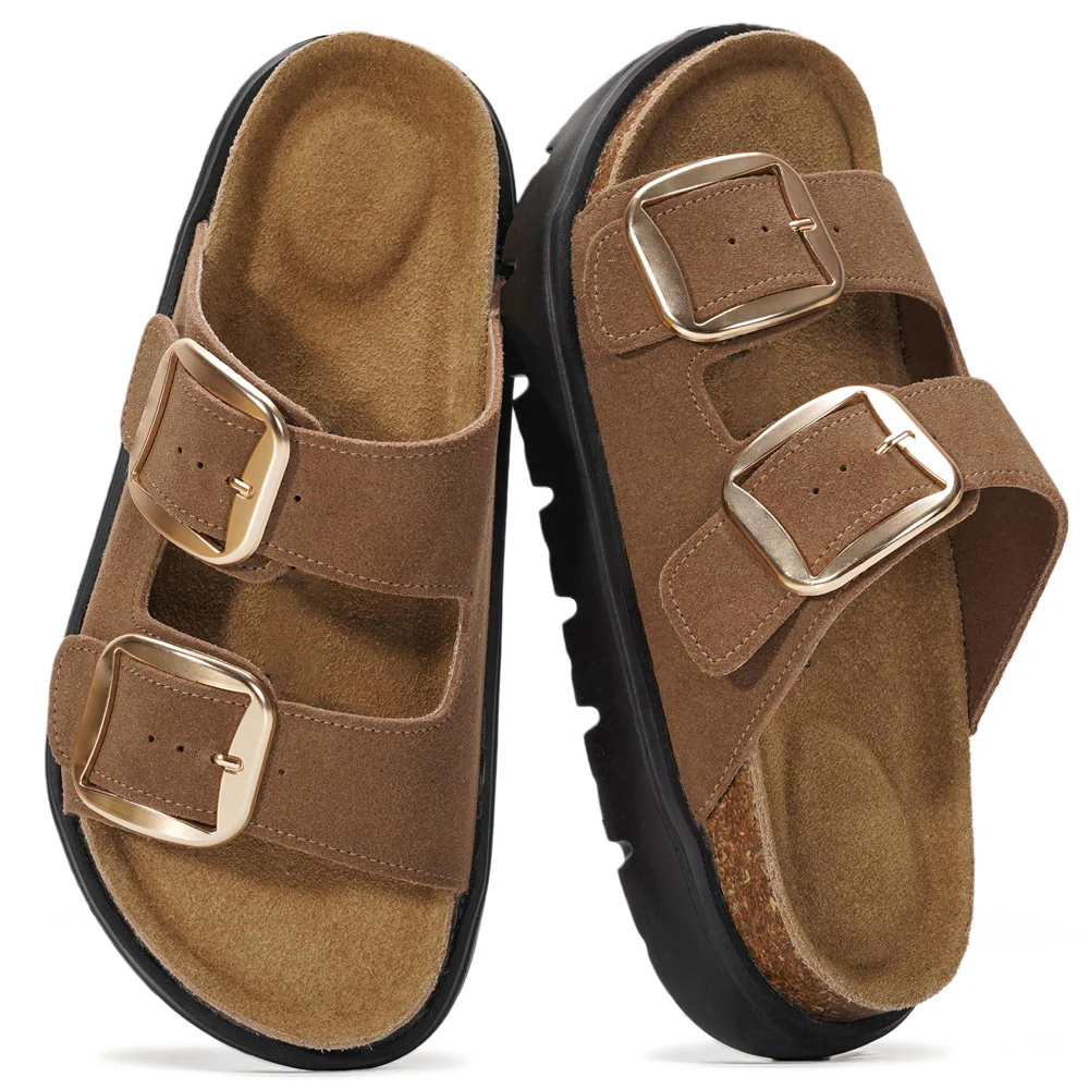 💖 Damen-Plateausandalen aus 100 % echtem Leder – Keilabsatz & klobige Pantoletten für Damen 2026 mit Memory-Foam-Innensohle und Korkfußbett (GreeceChunky) - Image 52