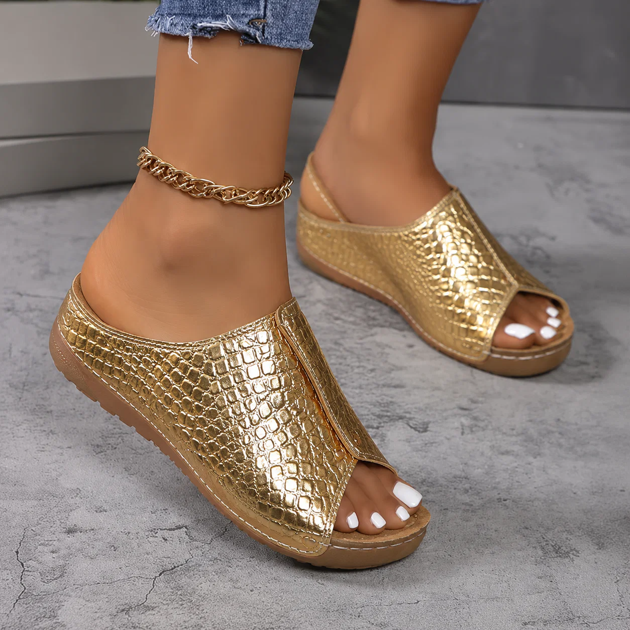 (🔥LETZTER TAG SALE– 80 % RABAT🔥) 🎉 BQODQO® Sandalen für Damen in Krokodiloptik - Image 5