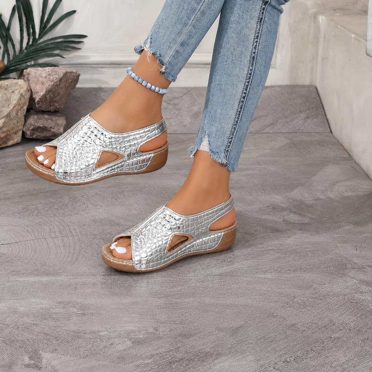 (🔥LETZTER TAG SALE– 80 % RABAT🔥) 🎉 BQODQO® Sandalen für Damen in Krokodiloptik - Image 6