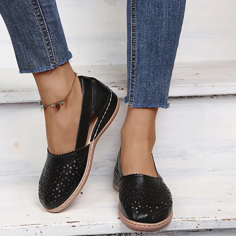 Modische Damensandalen mit geschlossener Spitze, wasserdicht, zum Hineinschlüpfen, rund, bequeme Freizeitschuhe für Damen, Outdoor-Sommer-Schuhe, große Größen 35–43 - Image 4
