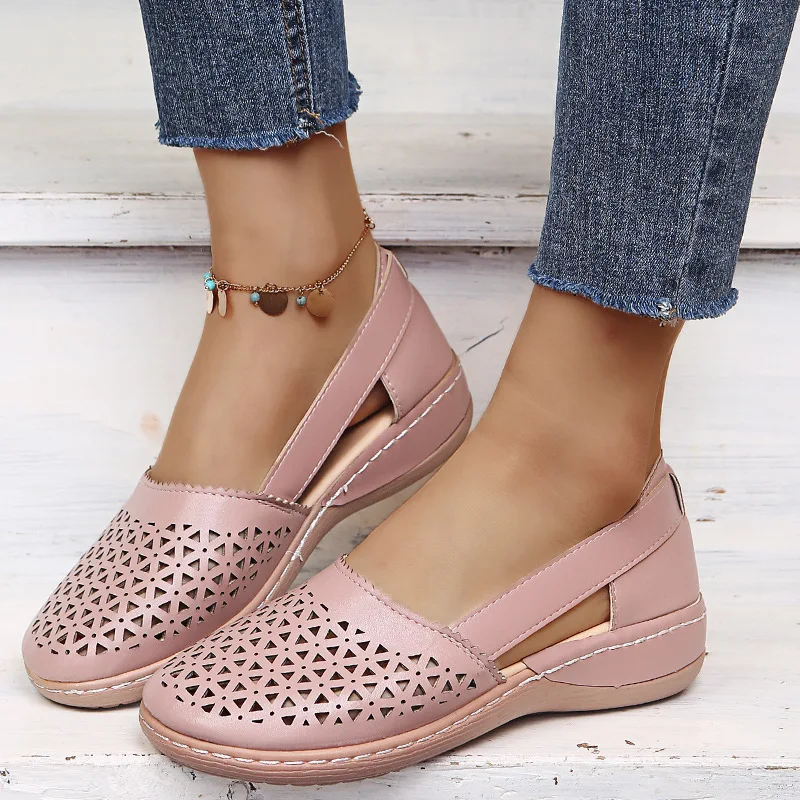 Modische Damensandalen mit geschlossener Spitze, wasserdicht, zum Hineinschlüpfen, rund, bequeme Freizeitschuhe für Damen, Outdoor-Sommer-Schuhe, große Größen 35–43 - Image 6